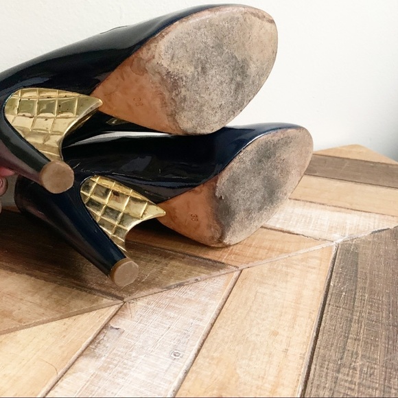 Chanel Blue & Gold Strappy Mary Janes - Picture 13 of 16